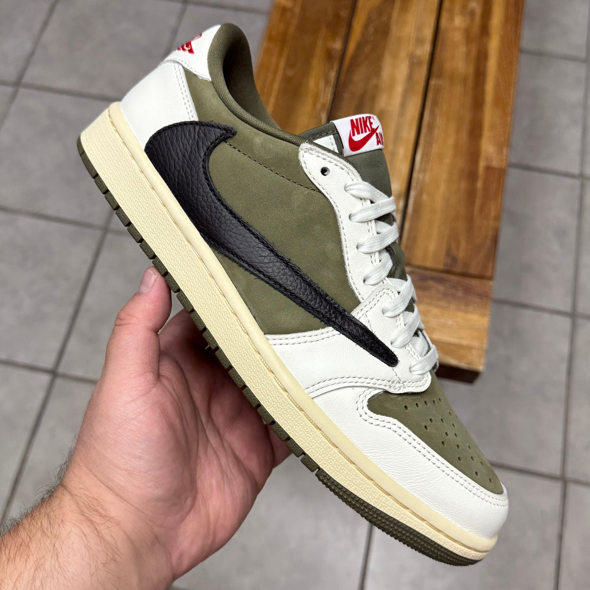 Jordan 1 Low OG x Travis Scott Medium Olive (Worn)